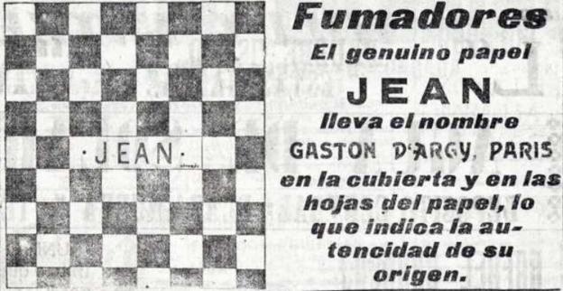 Anuncio del papel de fumar Jean.