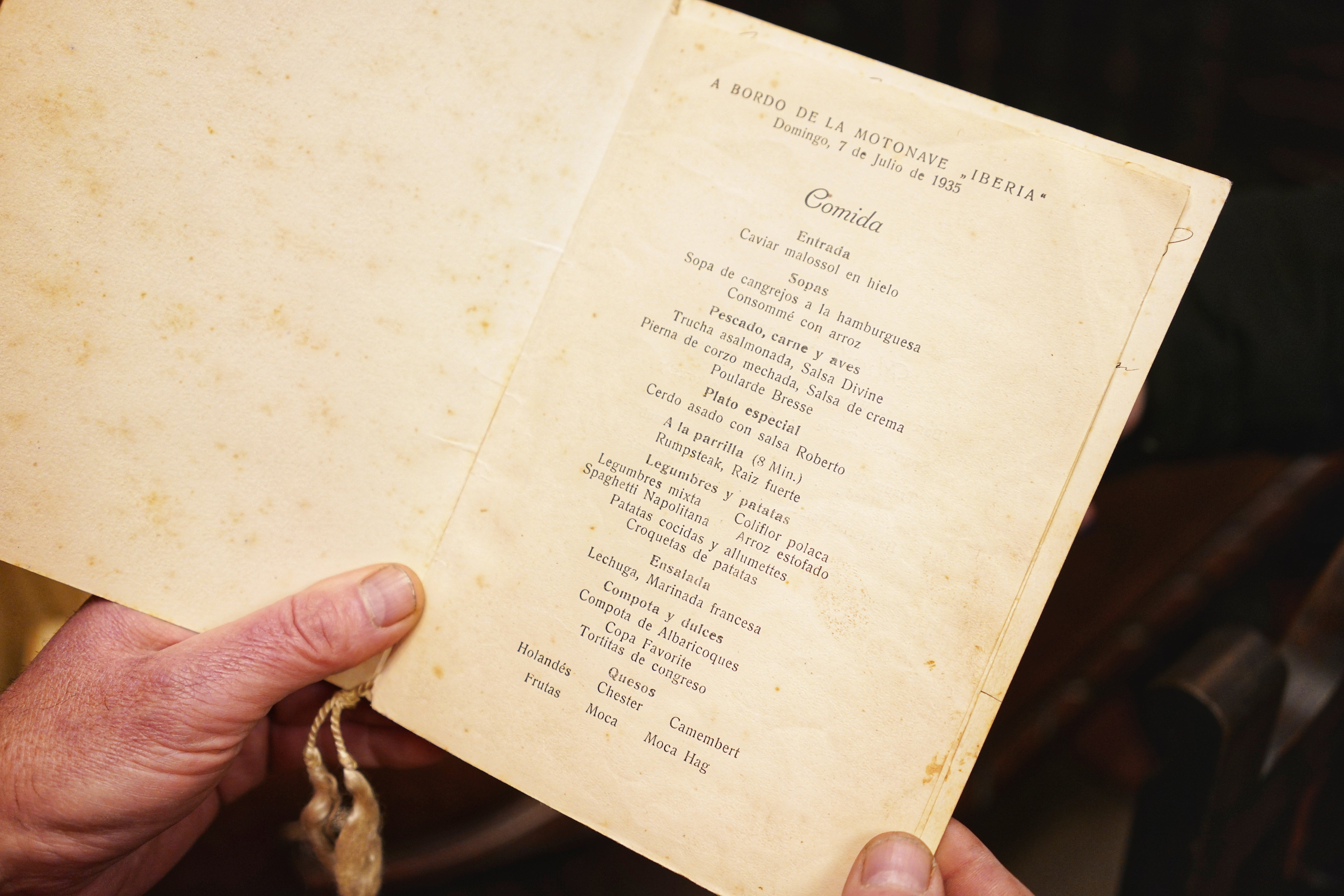 La carta. Oferta gastronómica a los jugadores rojiblanco a bordo de la nave Yberia. 