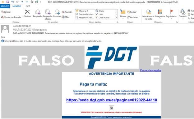 La DGT alerta del envío masivo de multas falsas por email