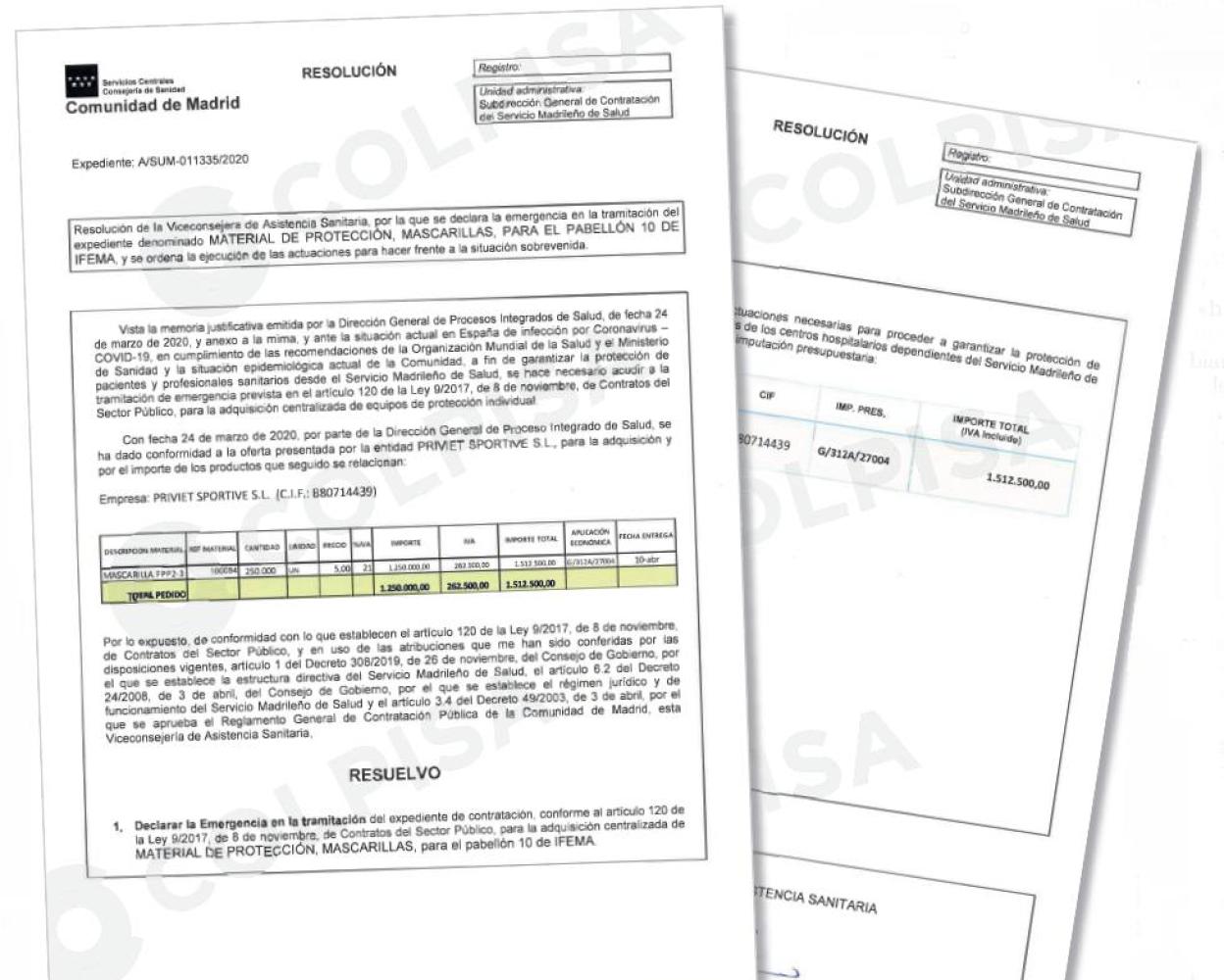 Imagen del contrato bajo sospecha. 