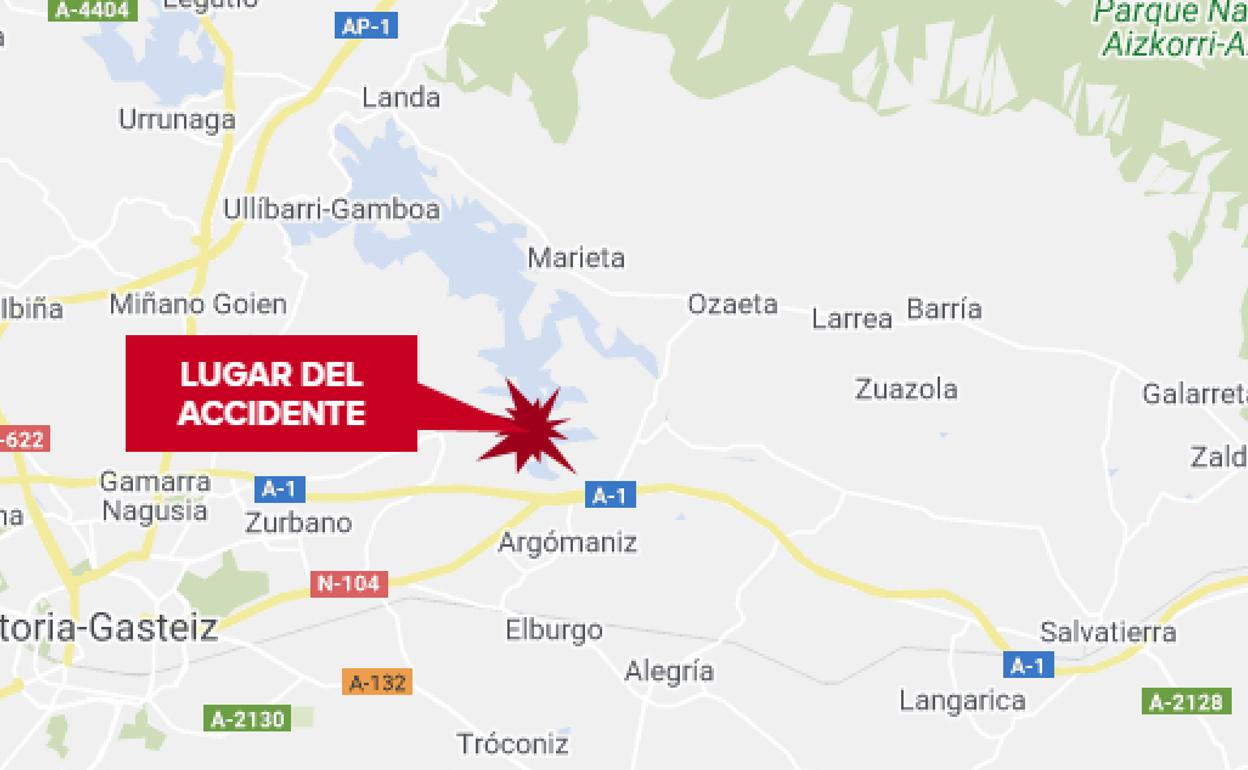 Accidentes de tráfico: Dos heridos al colisionar un camión y un turismo en la A-1, a su paso por Barrundia