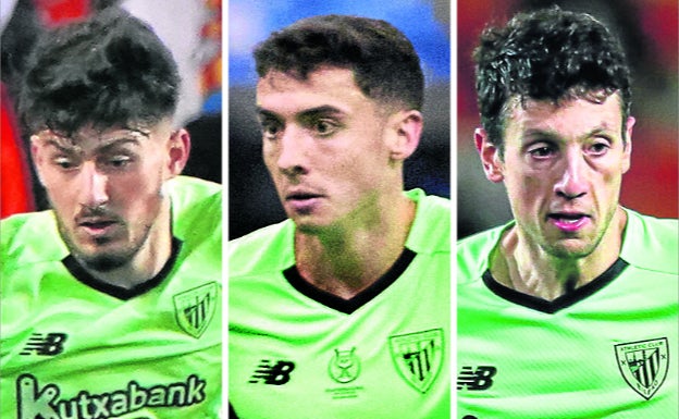 Unai Vencedor, Oier Zarraga y Álex Petxarroman son los tres hombres que deberán encargarse del centro del campo del Athletic a la espera de que regrese Dani García. 