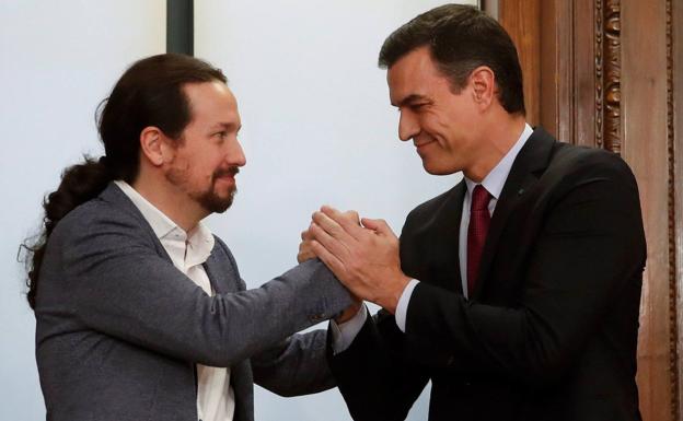 Iglesias y Sánchez, el 30 de diciembre de 2019.