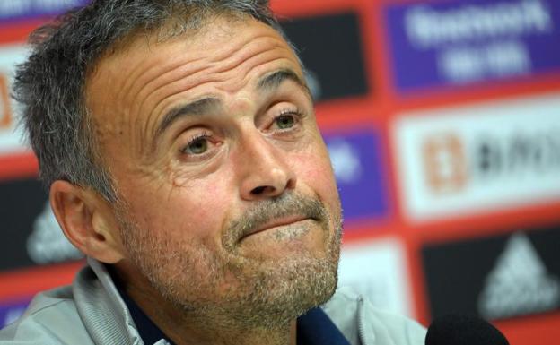 Luis Enrique, durante la rueda de prensa. 