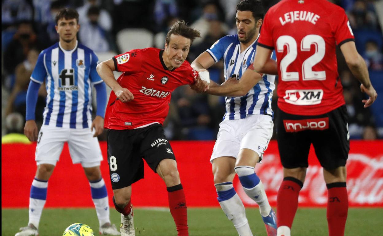 Pina, en el encuentro contra la Real Sociedad. 