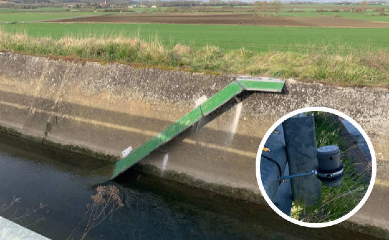 Una rampa y una de las nuevas barreras olfativas en el canal del río Alegría.