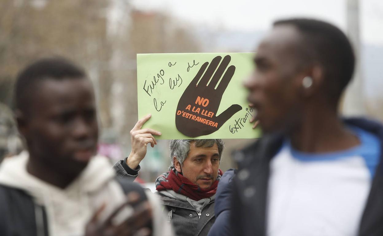 Manifestación contra le racismo en Barcelona. 