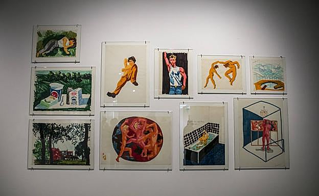 Imagen principal - Dibujos de Placer; 'A Meret', obra de Juncal Ballestín; y fotograma de 'Auotrretrato' (1988), de Armesto. 