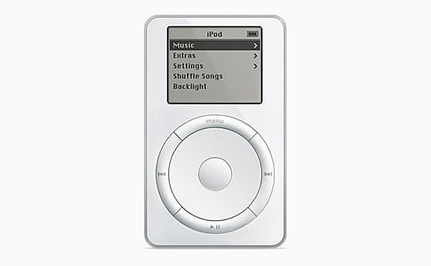 El iPod original, presentado el 23 de octubre de 2001, fue el primer reproductor de MP3 con capacidad para 1.000 canciones.