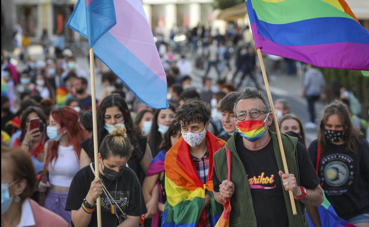 Manifestación del colectivo LGTBI+ en Vitoria.