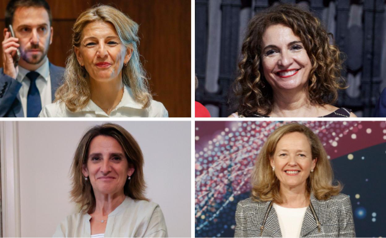 Yolanda Díaz, María Jesús Montero, Teresa Ribera y Nadia Calviño.