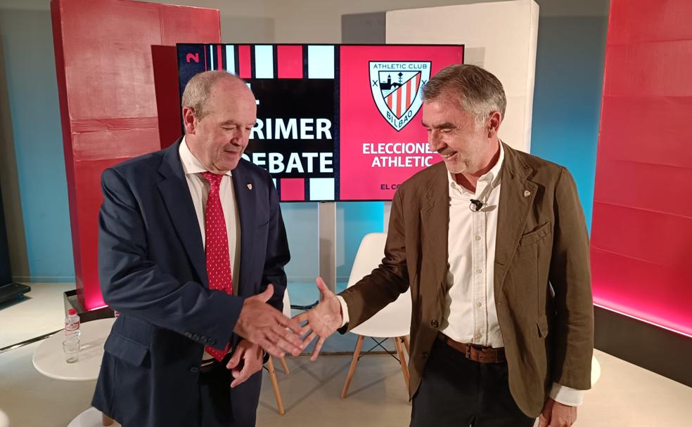 Barkala y Arechabaleta se saludan justo antes del inicio del debate de EL CORREO.