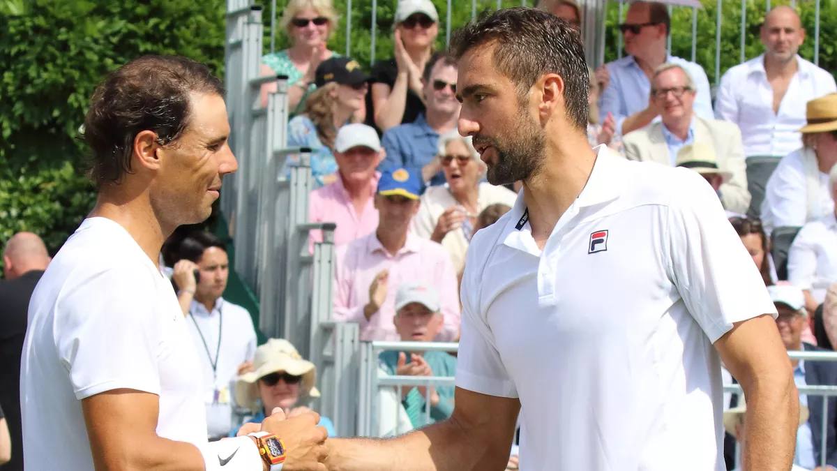 Nadal y Cilic se saludan hace unos días en Hurlingham. El croata podría estar contagiado en ese momento. 