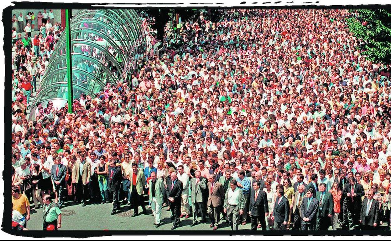 Imagen de la multitudinaria manifestación del 12 de julio en Bilbao. 
