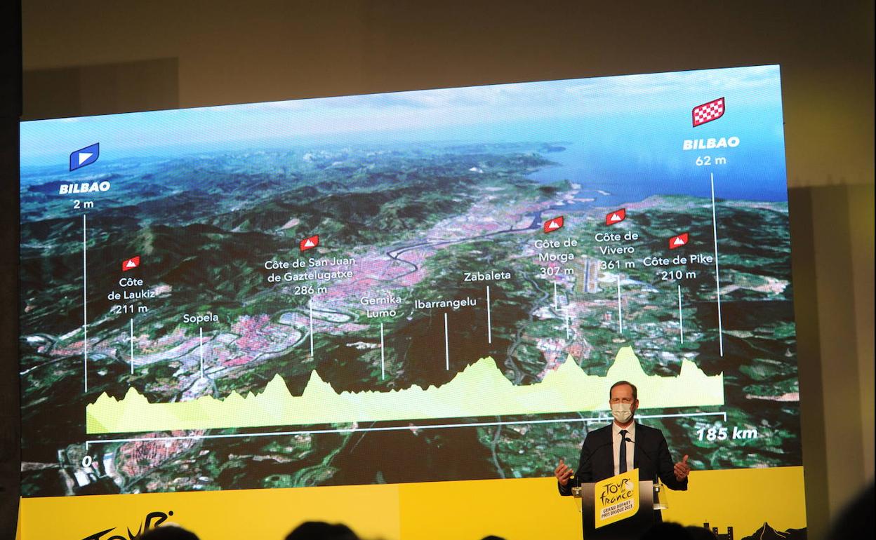 Prudhomme, en la presentación de la etapa de Bilbao. 