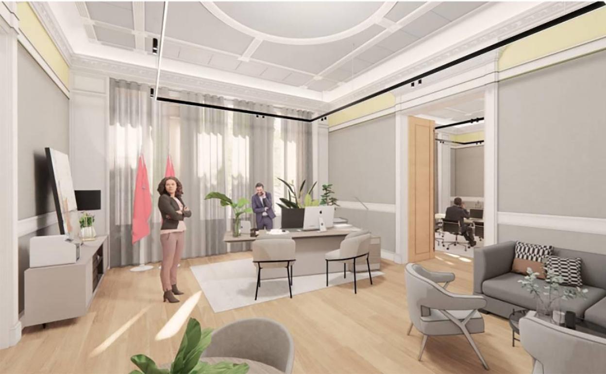 Fachada principal del Palacio Foral, ubicado en la Gran Vía bilbaína. 