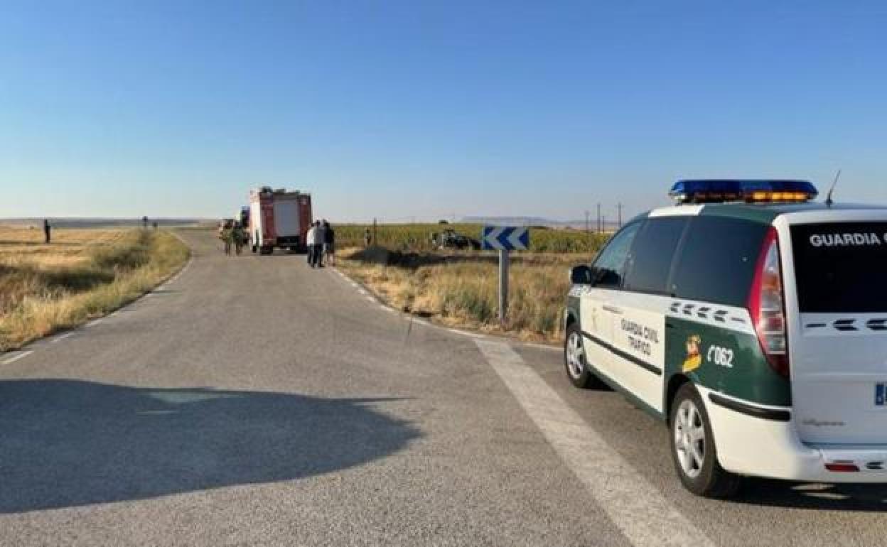 Lugar del fatal accidente del lunes en Hinojosa del Campo. 