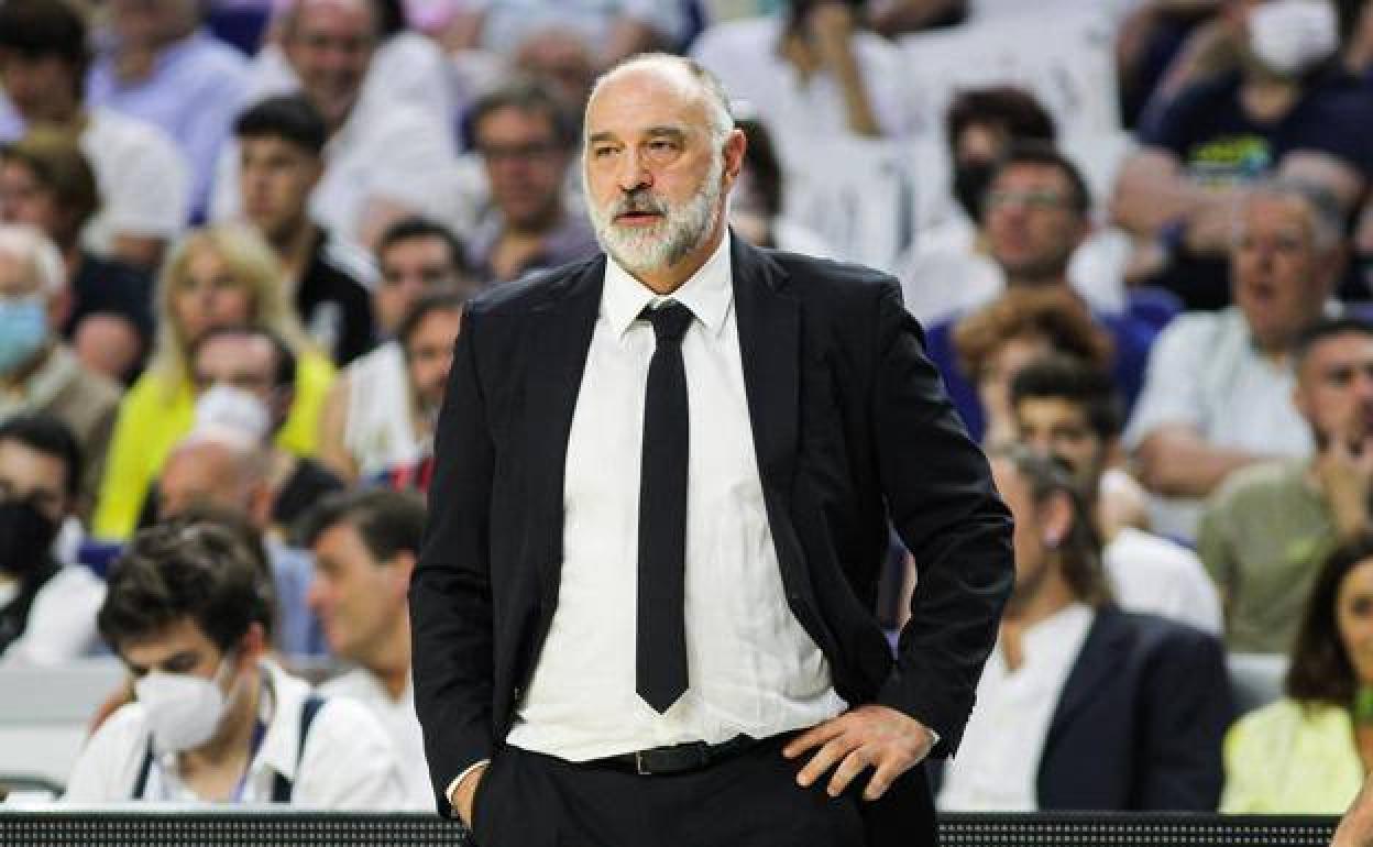 Pablo Laso, durante el primer partido de semifinales ante entre Real Madrid y Baskonia. 