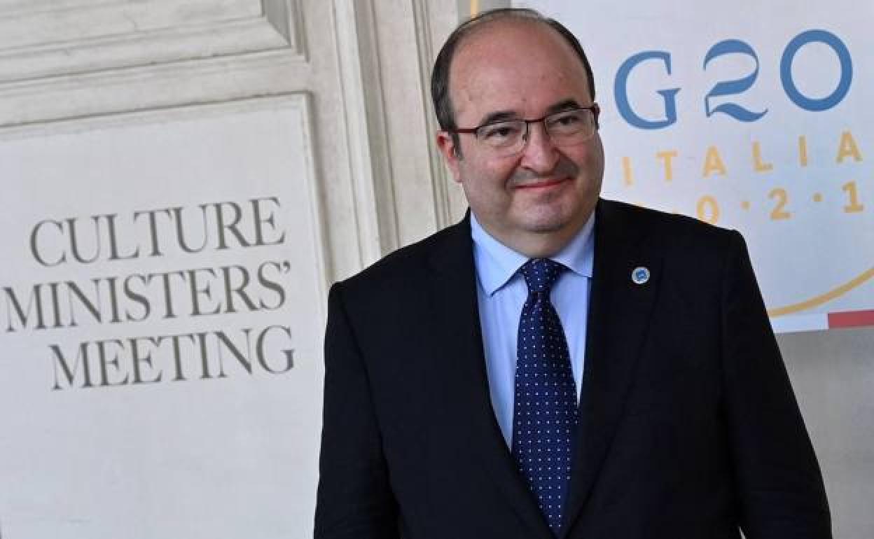 Miquel Iceta, ministro de Cultura y Deporte, en una reunión con sus colegas del G-20 en Roma el pasado 30 de julio. 