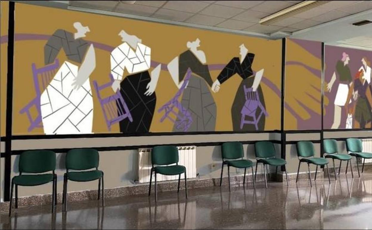 La ilustradora Alaia Gaztelumendi dirigió el mural colaborativo que se ha pintado en la entrada del local. 