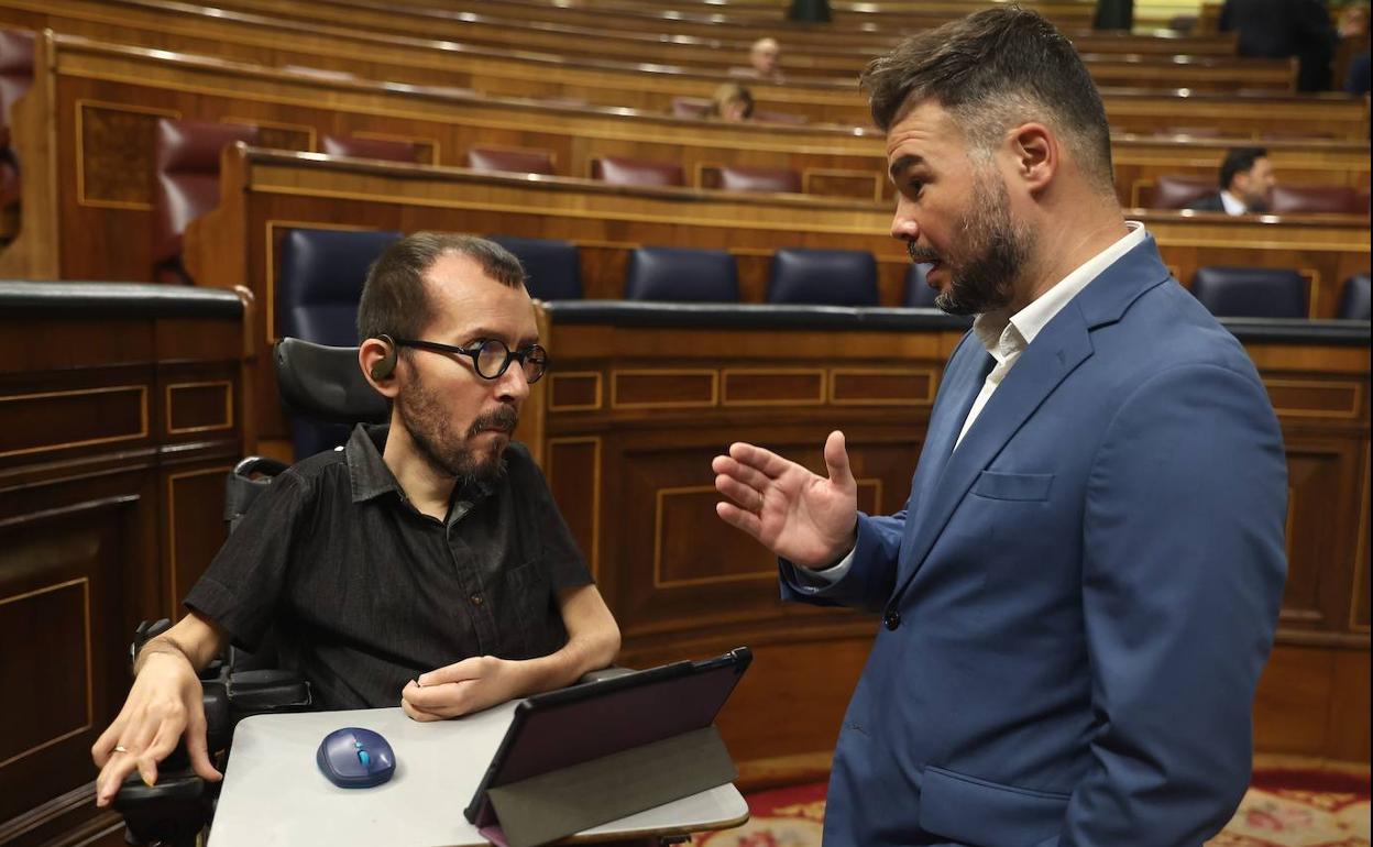 Pablo Echenique y Gabriel Rufián en el Congreso.