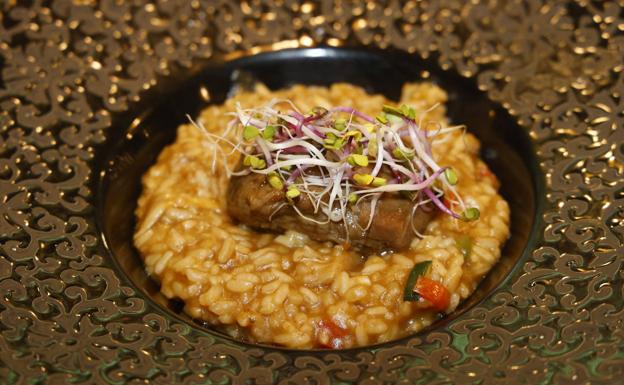 Arroz meloso de carrillera ibérica.