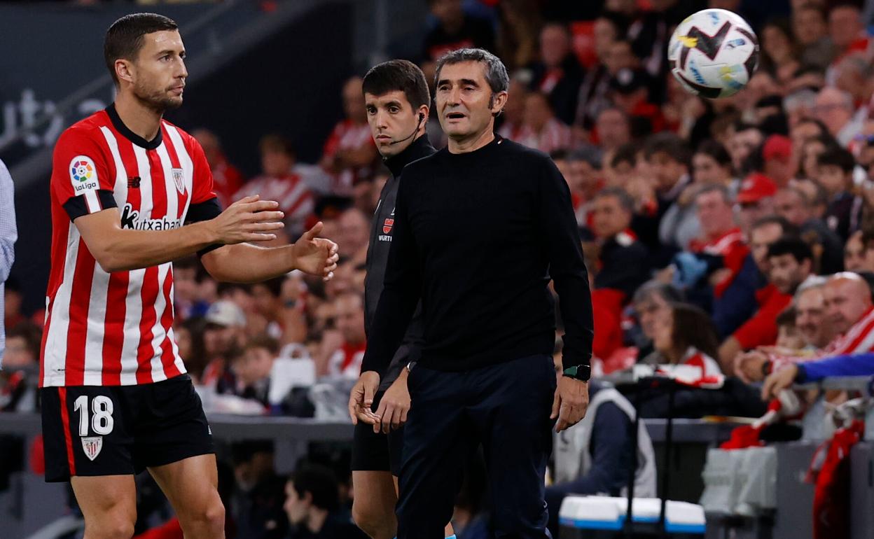 Ernesto Valverde, durante el último partido en San Mamés frente al Valladolid.