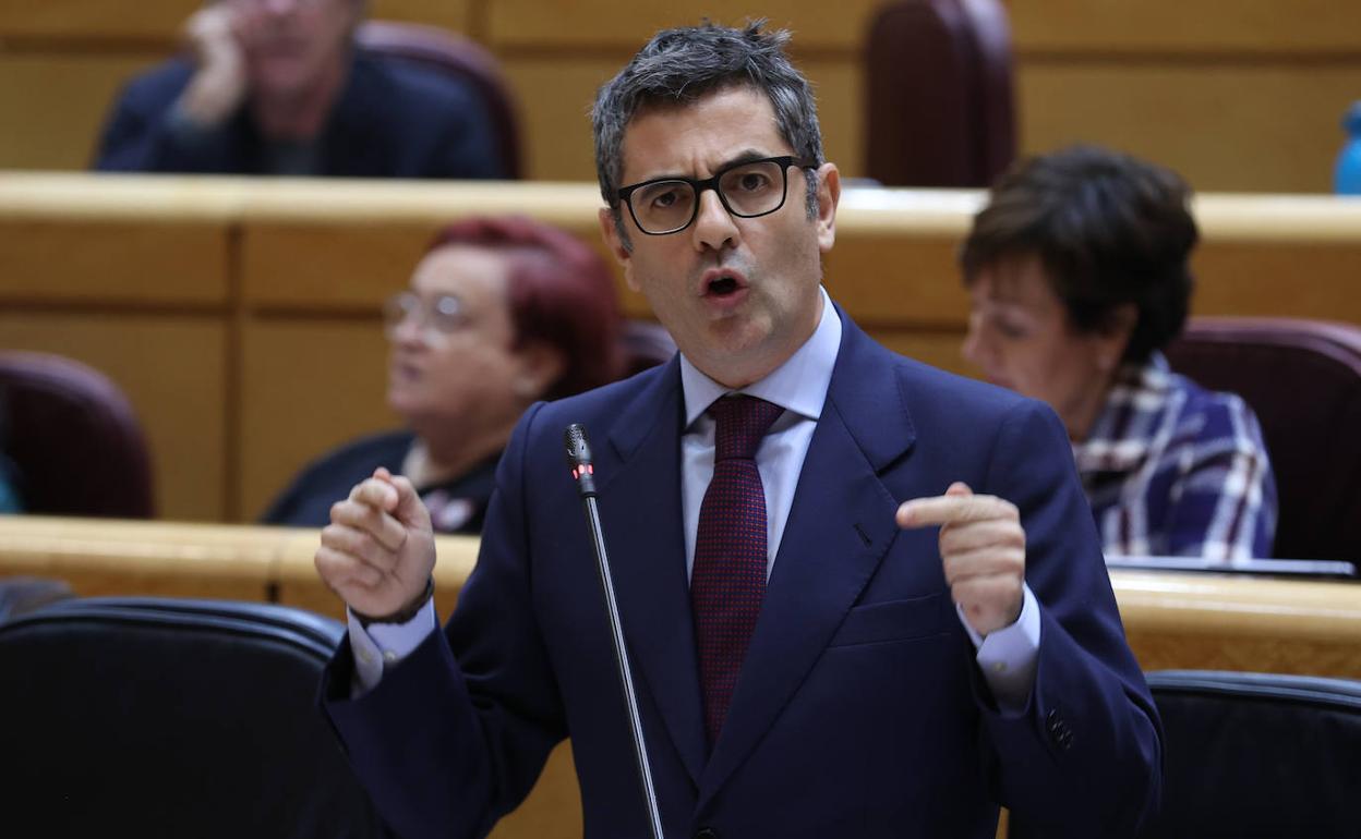 El ministro de Presidencia, Félix Bolaños, este martes en el Senado. 