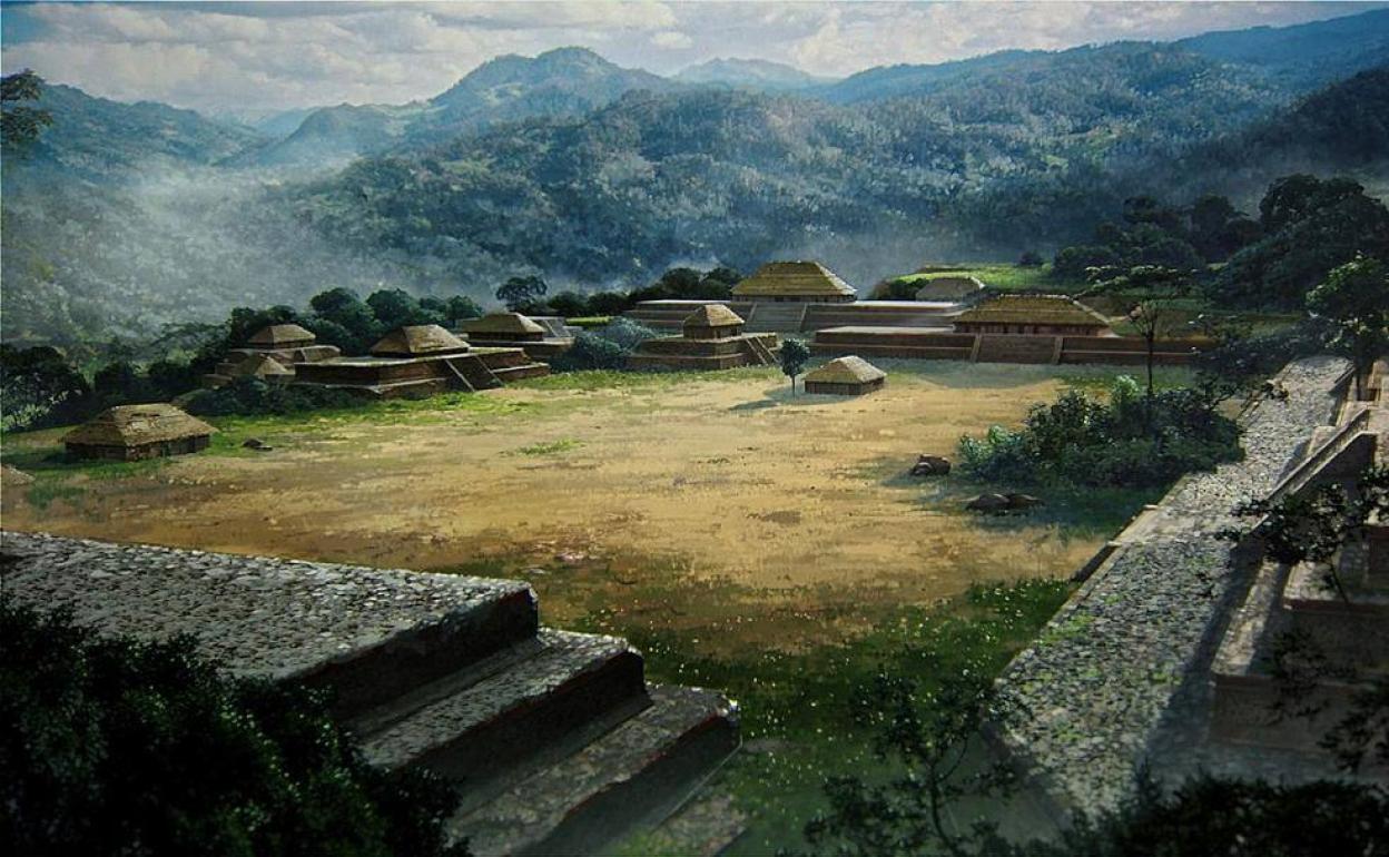 Recreación de las ruinas de la ciudad acorde los hallazgos arqueológicos de la zona. 