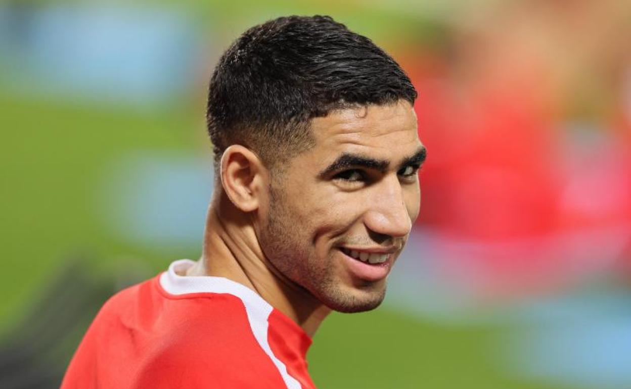 Achraf Hakimi, en un entrenamiento de la selección marroquí. 