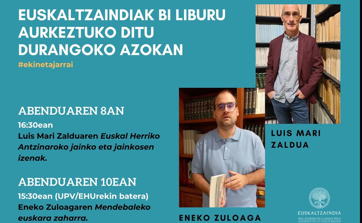 Liburuok Durangoko Ahotsenea gunean aurkeztuko dira arratsaldeko ordutegian abenduaren 8an eta 10ean, hurrenez hurren. 