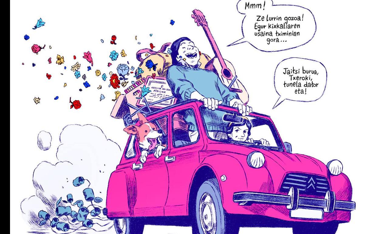 Laboa, retratado como un bardo feliz con su característica txapela, fue clave en el movimiento Ez Dok Amairu. 