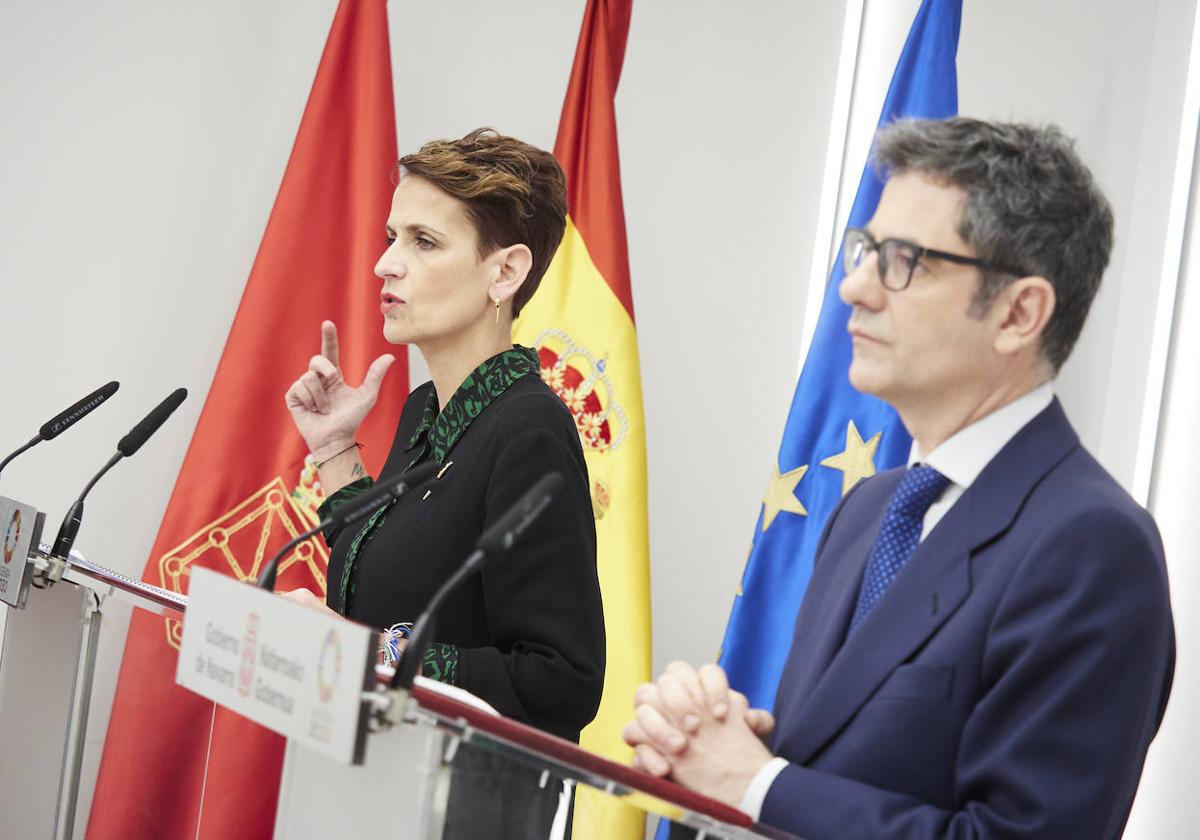 María Chivite y Félix Bolaños se han reunido este viernes en Pamplona.