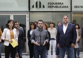 Marta Vilalta, Pere Aragonès y Oriol Junqueras.