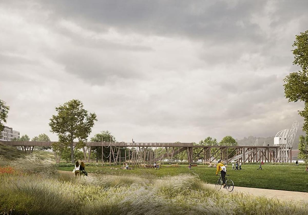 Infografía del futuro parque de ribera en Barakaldo.