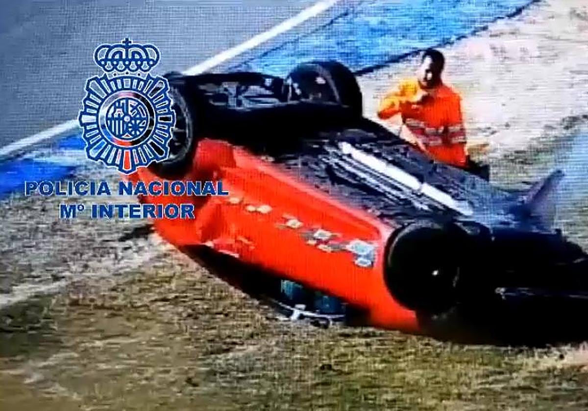 El vehículo, tras sufrir el accidente en el Circuito del Jarama.