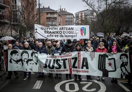 Cabecera de la manifestación de este viernes.