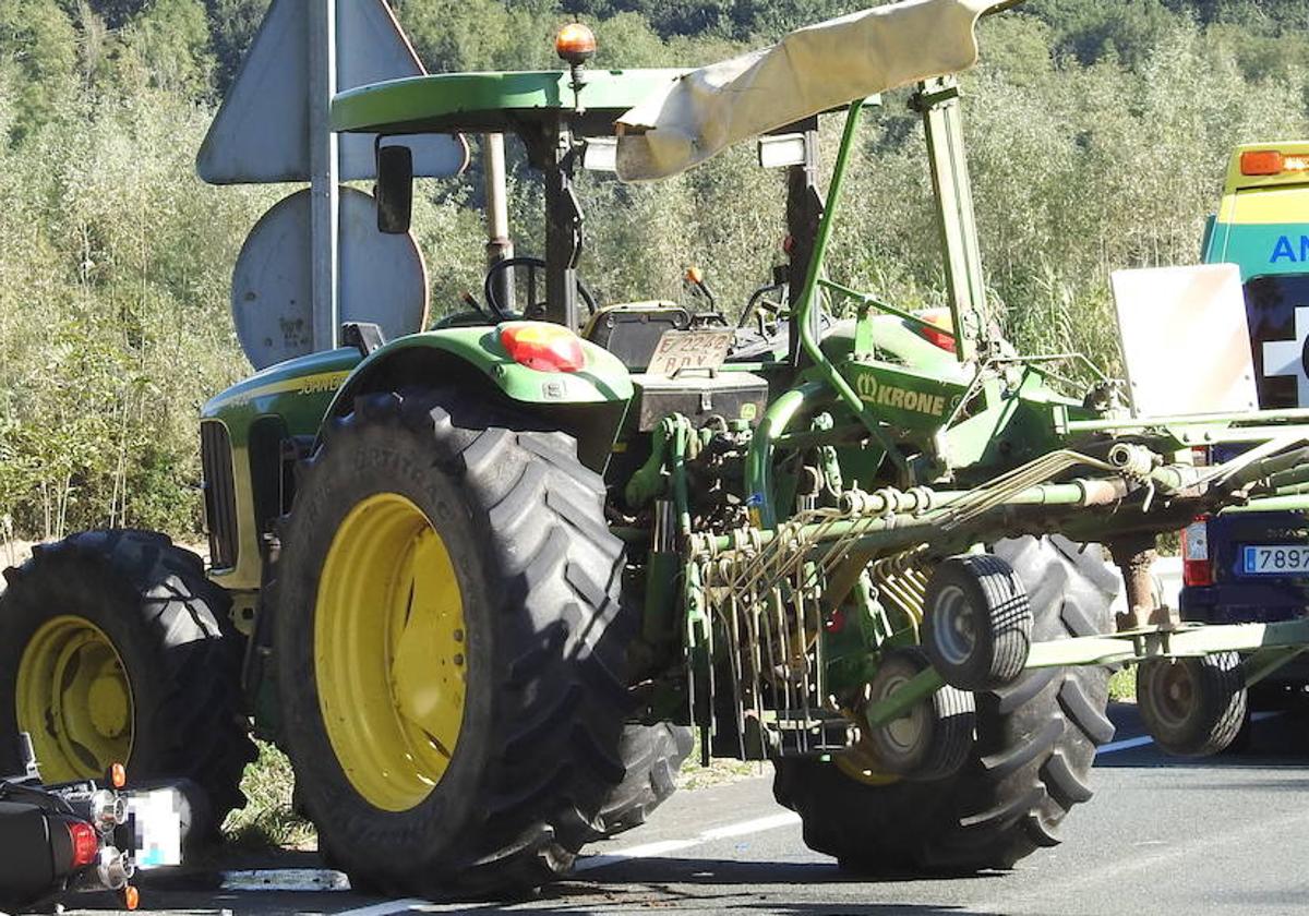 Imagen de archivo de un accidente de un tractor.