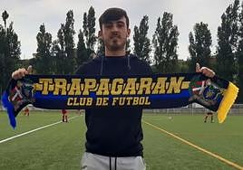 Lander Sollano, en una imagen que colgó el club de Trapagaran en Twitter el pasado mes de junio.