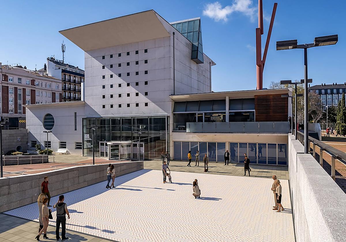 Un fotomontaje preparado por el museo para mostrar la ubicación que recuperará la obra 'Números primos' de la prestigiosa autora vasca Esther Ferrer.