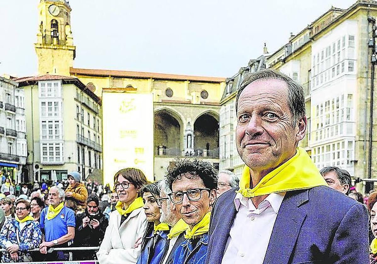 Christian Prudhomme, ayer en la Virgen Blanca en los actos del Tour en Vitoria.