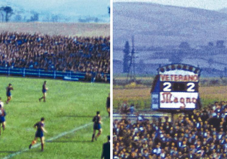 Fotogramas de la filmación en ocho milímetros a color del partido Alavés-Barcelona del 19 de septiembre de 1954 que se proyecta por primera vez este jueves en los Florida.