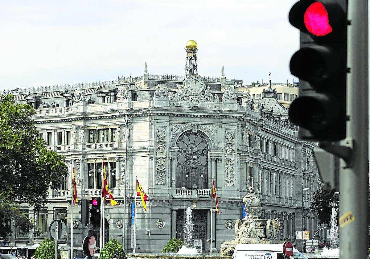 Vista de la sede central del Banco de España, en Madrid.