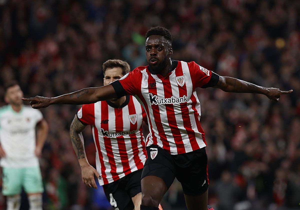 Iñaki Williams celebra el gol que marcó a Osasuna.