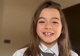 La niña basauritarra Soría Otero da las gracias en un vídeo.
