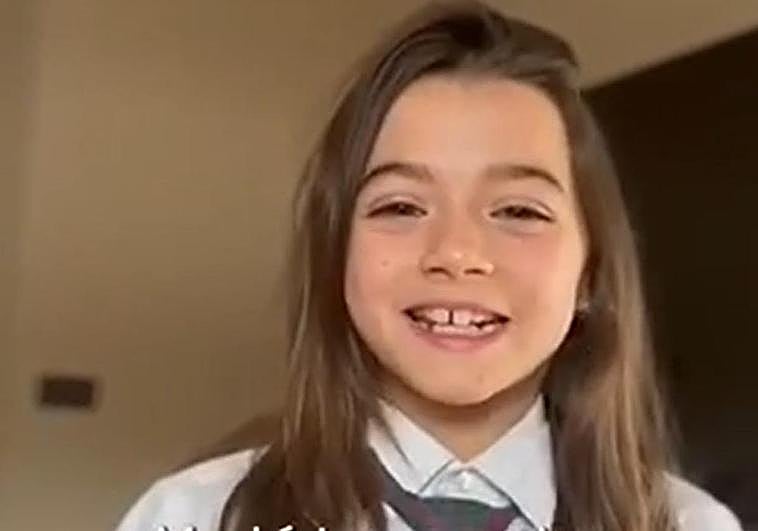 La niña basauritarra Soría Otero da las gracias en un vídeo.