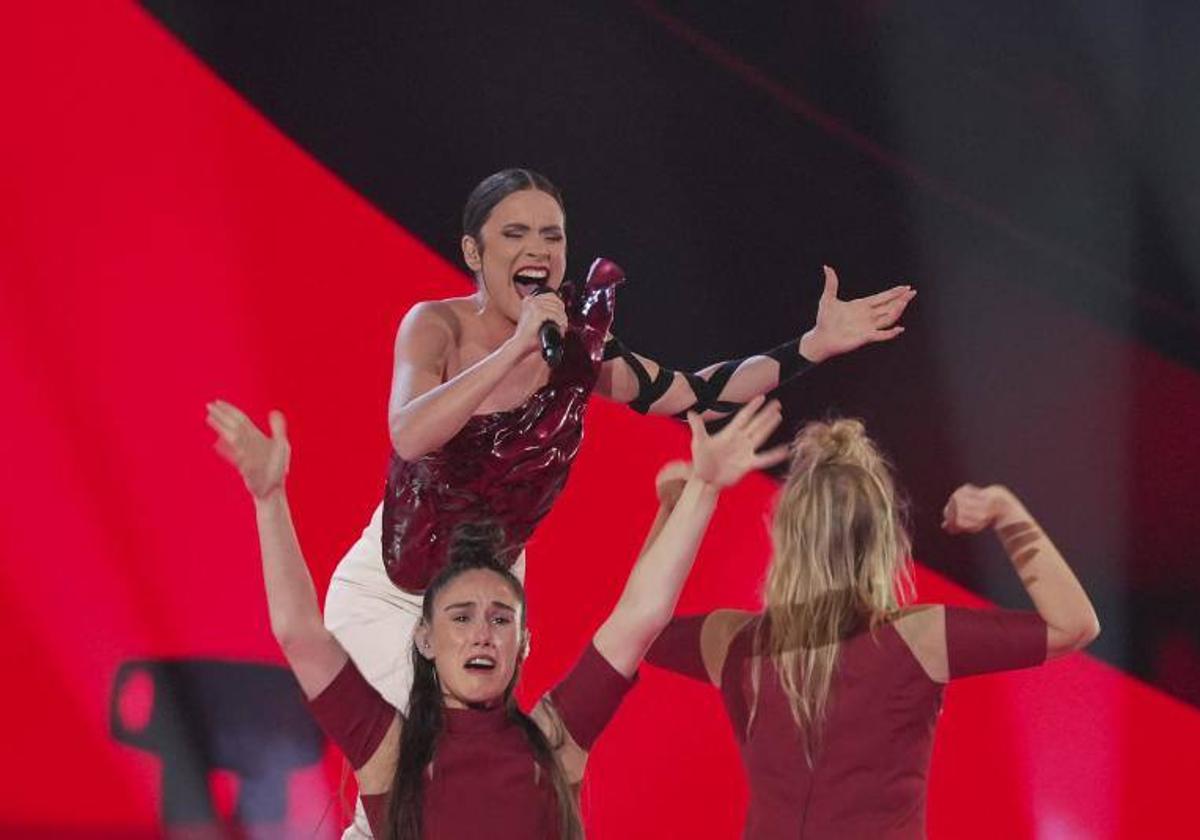 Blanca Paloma, representante de España en la 67ª edición del certamen europeo de Eurovisión, en su tercer ensayo.