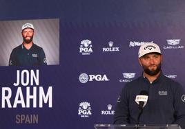 Jon Rahm, en su comparecencia ante los medios.