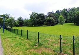 Vista del nuevo reciento para perros en el parque Kukullaga