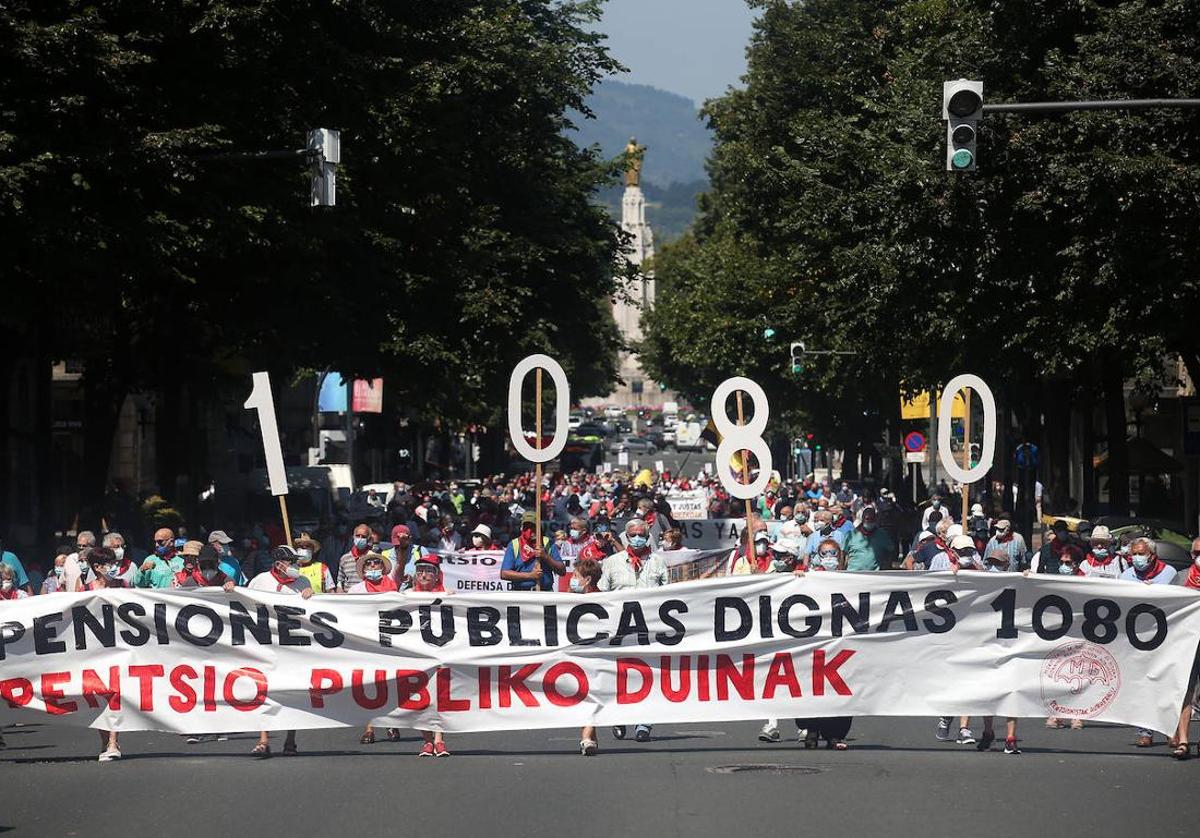 Manifestación de pensionistas en Bilbao.